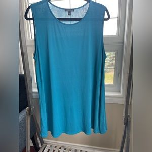 Blue silk Eileen Fisher sleeveless blouse